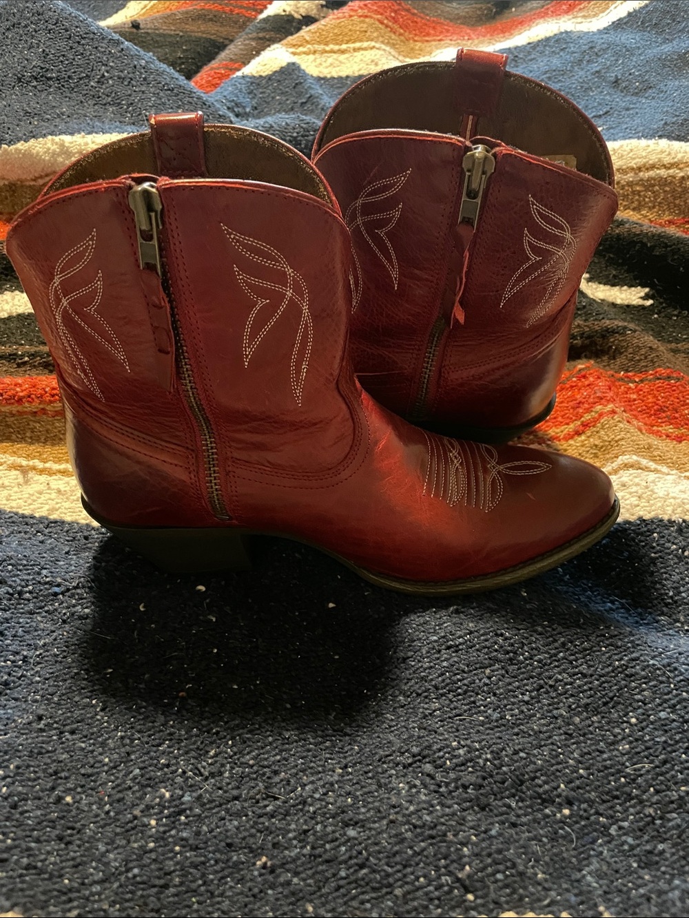 Ariat Red Leather Western Ankle Boots - Picture 6 of 7
